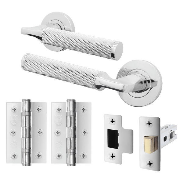 Mode - Grip Polished Chrome Lever on Rose Door Handle Pack - Latch - tradefit - Featured Image