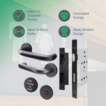 Lift To Lock Kit Disabled Bathroom Toilet Door Lever Handle & Lock - 19mm - Matt Black - BS8300 Equality Act - tradefit - 3