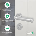 Claro Satin Nickel Lever on Rose Door Handle Kit - Medium Duty FD30/60 - 80mm Bathroom Lock - tradefit - 2