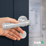 Claro Satin Nickel Lever on Rose Door Handle Kit - Medium Duty FD30/60 - 80mm Bathroom Lock - tradefit - 6