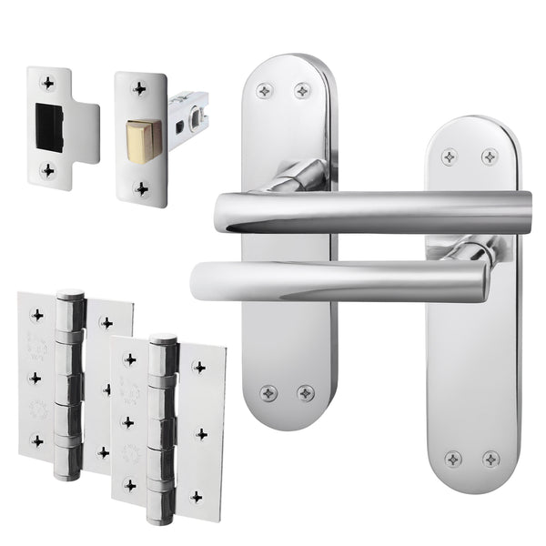 Olbia Polished Chrome Door Handle Pack - 76mm Latch - tradefit - Featured Image