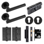 Black T - Bar Door Handle on Rose Pack - Euro Sashlock and Double Cylinder - tradefit - 1