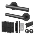 Vigo Lever on Rose Matt Black Door Handle Kit - Medium Duty - 80mm Euro Sashlock and Double Cylinder - Keyed to Differ