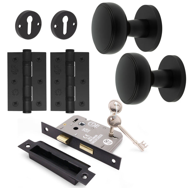Martil Matt Black Mortice Door Knob Kit - 80mm Sashlock - tradefit - Featured Image
