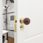 Beehive Rosewood/Brass Mortice/Rim Door Knob Kit - 80mm Bathroom Lock - tradefit - 5