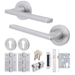Euroda Satin Chrome Lever on Rose Door Handle Pack - Euro Lock & Cylinder - 1