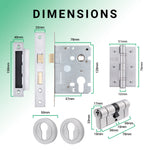 Euroda - Plus Satin Chrome Lever on Rose Door Handle Pack - Euro Lock & Cylinder - tradefit - 5