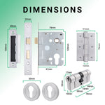 Euroda Satin Chrome Lever on Rose Door Handle Pack - Euro Lock & Cylinder - tradefit - 5