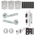 Flores Polished Chrome Lever on Rose Door Handle Kit - Heavy Duty FD30/60 - DIN Euro Sashlock and Thumbturn Cylinder - Keyed to Differ