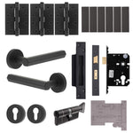 Moreno Matt Black Lever on Rose Door Handle Kit - Medium Duty FD30/60 - 80mm Euro Sashlock and Thumbturn Cylinder - Keyed Alike - tradefit - 1