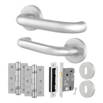 Return to Door Lever on Rose Stainless Steel Door Handle Kit - Medium Duty - 80mm Sashlock - tradefit - 1
