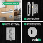 Return to Door Lever on Rose Stainless Steel Door Handle Kit - Medium Duty - 80mm Sashlock - tradefit - 5