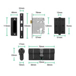 Bosa Matt Black Lever on Backplate Door Handle Kit - 80mm Euro Sashlock and Thumbturn Cylinder - Keyed to Differ - tradefit - 3