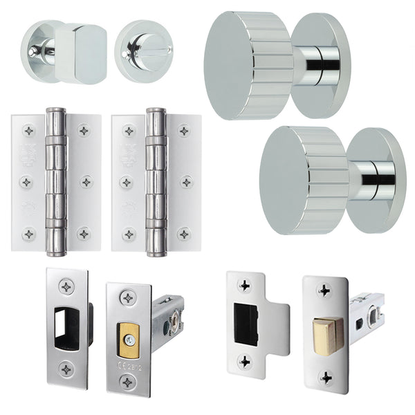 Nador Polished Chrome Mortice Door Knob Kit - 76mm Bathroom Deadbolt - tradefit - Featured Image