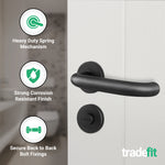 Return to Door Lever on Rose Matt Black Door Handle Kit - Medium Duty - 80mm Bathroom Lock - tradefit - 4