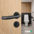 Return to Door Lever on Rose Matt Black Door Handle Kit - Medium Duty FD30/60 - 80mm Bathroom Lock