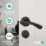 Nola Matt Black Lever on Rose Door Handle Kit - 80mm Euro Sashlock and Thumbturn Cylinder - Keyed Alike - tradefit - 4