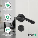Nola Matt Black Door Handle Euro Lock Kit - Lever on Rose 78mm Euro Sashlock and Thumbturn Cylinder - Master Keyed - tradefit - 4