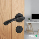 Nola Matt Black Lever on Rose Door Handle Kit - 80mm Euro Sashlock and Thumbturn Cylinder - Keyed Alike - tradefit - 6