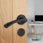 Nola Matt Black Door Handle Euro Lock Kit - Lever on Rose 78mm Euro Sashlock and Thumbturn Cylinder - Master Keyed - tradefit - 6