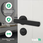 Moreno Matt Black Lever on Rose Door Handle Kit - Medium Duty FD30/60 - 80mm Bathroom Lock - tradefit - 2