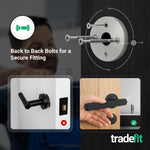 Moreno Matt Black Lever on Rose Door Handle Kit - Medium Duty FD30/60 - 80mm Bathroom Lock - tradefit - 3