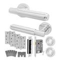 Flores Polished Chrome Lever on Rose Door Handle Kit - Medium Duty FD30/60 - 80mm Sashlock