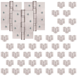 Case 40 Packs of 3 Fire Door Hinges 4" Stainless Steel Grade 13 Square Corner - 102x76x3mm - tradefit