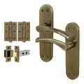 Nola Antique Brass Lever on Backplate Door Handle Pack – 76mm Latch
