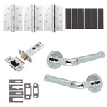 Santana Polished Chrome Lever on Rose Door Handle Kit - Medium Duty FD30/60 - 76mm Latch - tradefit - 1