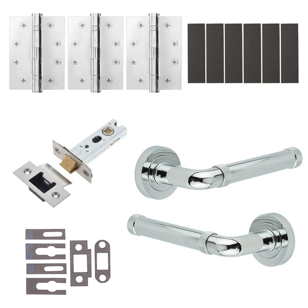 Santana Polished Chrome Lever on Rose Door Handle Kit - Medium Duty FD30/60 - 76mm Latch - tradefit - Featured Image