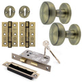 Martil Antique Brass Mortice Door Knob Kit - 80mm Sashlock