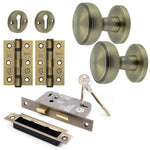 Martil Antique Brass Mortice Door Knob Kit - 80mm Sashlock - tradefit - 1