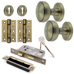 Martil Antique Brass Mortice Door Knob Kit - 80mm Sashlock - tradefit