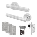 Aurora Polished Chrome Lever on Rose Door Handle Kit - Heavy Duty FD30/60 - DIN Latch