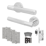 Aurora Polished Chrome Lever on Rose Door Handle Kit - Heavy Duty FD30/60 - DIN Latch - tradefit - 1