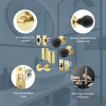 Beehive Reeded Ebony Mortice Door Knob Kit - 76mm Bathroom Deadbolt - tradefit - 4