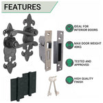 Fleur De Lys Antique Black Cast Iron Lever Door Handle Pack - BS3621 5 Lever Sashlock - tradefit - 3