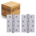 Door Hinges Grade 7 Stainless Steel Washered - 101.6x76.2x2.0mm - Satin Stainless - Case of 40 Pairs