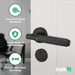 Dinis Matt Black Lever on Rose Door Handle Kit - 80mm Euro Sashlock and Thumbturn Cylinder - Keyed Alike - tradefit - 4