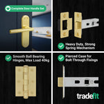 Olbia Satin Brass Lever on Backplate Door Handle Pack - 76mm Latch - tradefit - 5
