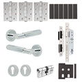 Flores Polished Chrome Lever on Rose Door Handle Kit - Heavy Duty FD30/60 - DIN Euro Sashlock and Double Cylinder - Master Keyed