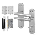 Olbia Satin Nickel Lever on Backplate Door Handle Pack – 80mm Bathroom Lock