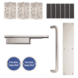 Fire Door Kit - Corridor Non Locking Double Cylinder - Severe Duty - Satin Stainless Steel - tradefit