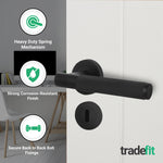 Dumont Matt Black Lever on Rose Door Handle Kit - Sashlock - tradefit - 2