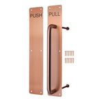 Architectural Pull Handle On Plate & Push Plate Kit - 475 x 75mm - PVD Bronze - tradefit - 1