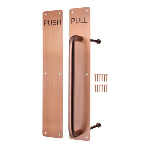 Architectural Pull Handle On Plate & Push Plate Kit - 475 x 75mm - PVD Bronze - tradefit - Featured Image
