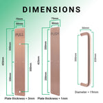 Architectural Pull Handle On Plate & Push Plate Kit - 475 x 75mm - PVD Bronze - tradefit - 4