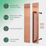 Architectural Pull Handle On Plate & Push Plate Kit - 475 x 75mm - PVD Bronze - tradefit - 2