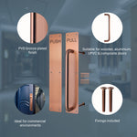 Architectural Pull Handle On Plate & Push Plate Kit - 475 x 75mm - PVD Bronze - tradefit - 3